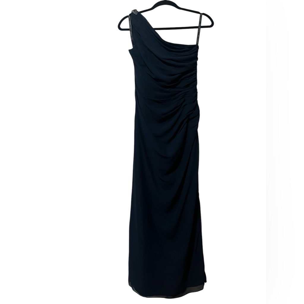Navy Blue Bill Levkoff Evening Maxi Dress W/ Slit (Size 8)